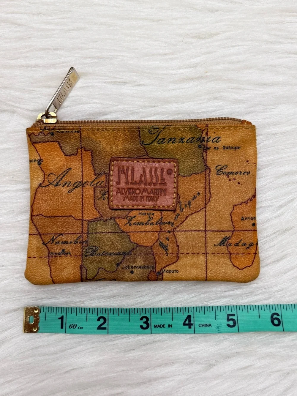 ALVIERO MARTINI - PRIMA CLASSE BROWN TAN PVC LEATHER ZIP POUCH WALLET